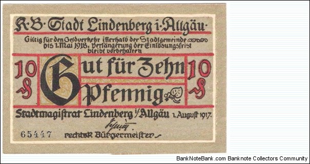 10 Pfennig(notgeld 1917) Banknote