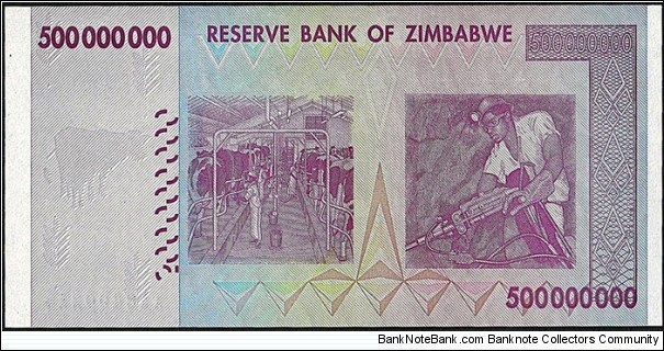 Banknote from Zimbabwe year 2008