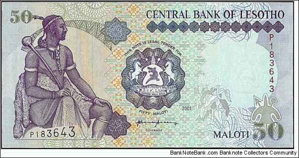 Lesotho 2001 50 Maloti. Banknote