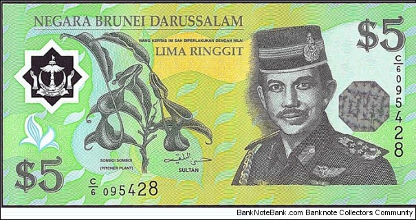 Brunei 2002 5 Dollars. Banknote