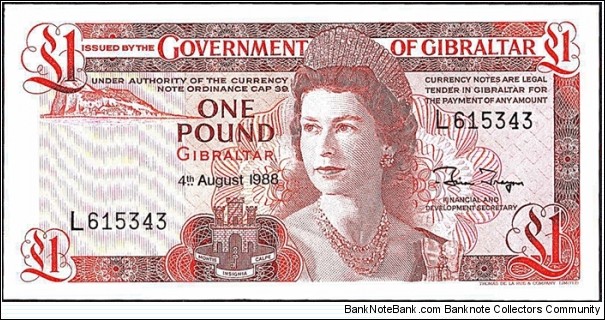 Gibraltar 1988 1 Pound. Banknote