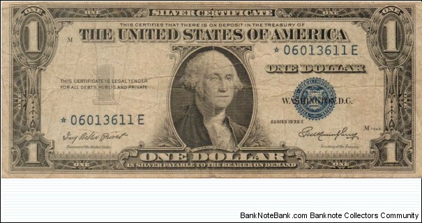 1935E STAR NOTE Banknote