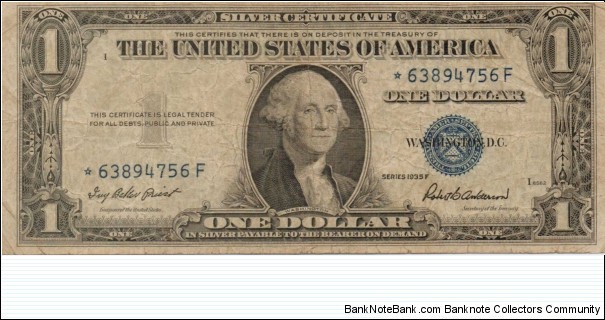 1935F STAR NOTE Banknote