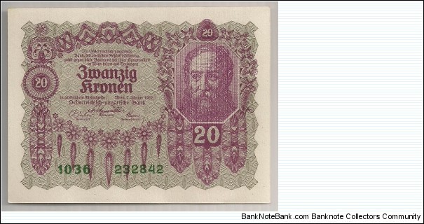 Austria 20 Kronen 1922 P76. Banknote