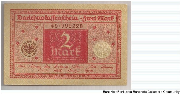 Germany 2 Mark 1920 P59. Banknote