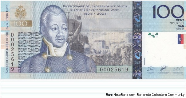 Haiti P275a (100 gourdes 2004) Banknote