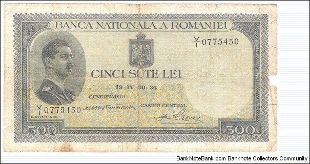 500 Lei(Kingdom of Romania 1930-1936) Banknote