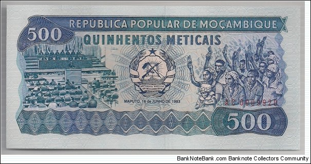 Mozambique 500 Meticais 1983 P131. Banknote