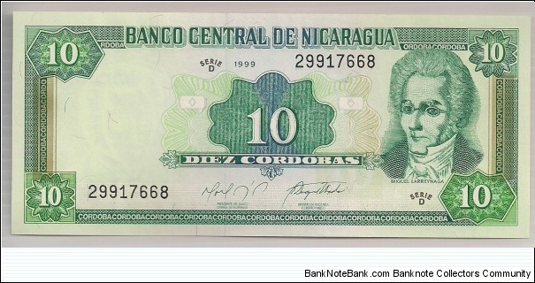 Nicaragua 10 Cordobas 1999 P188. Banknote