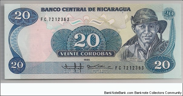 Nicaragua 20 Cordobas 1985 P152. Banknote