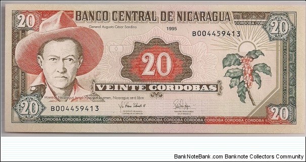 Nicaragua 20 Cordobas 1995 P182. Banknote