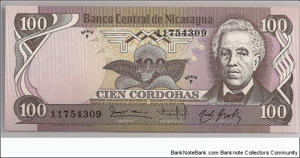 Nicaragua 100 Cordobas 1984 P141. Banknote