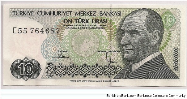 Turkey 10 Lira 1979 P192. Banknote