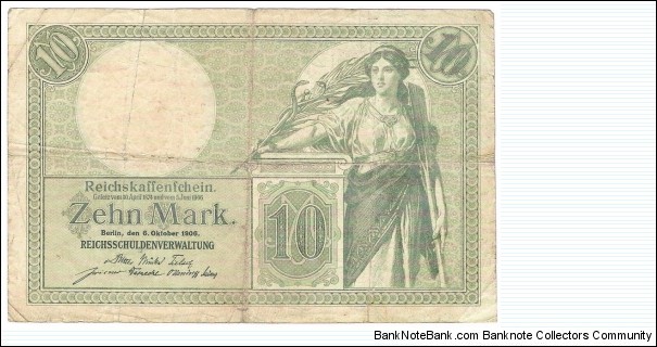 10 Mark(German Empire 1906)  Banknote