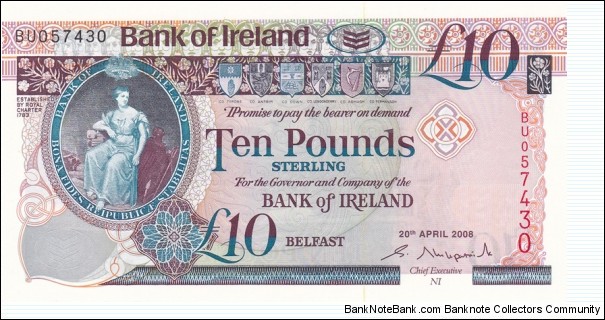 Northern Ireland P80 (10 pounds 20/4-2008) Banknote