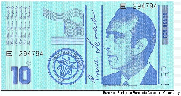 Principality of Hutt River (Hutt River Province Principality) N.D. (1974) 10 Cents. Banknote