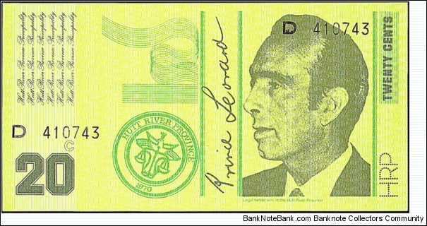 Principality of Hutt River (Hutt River Province Principality) N.D. (1974) 20 Cents. Banknote