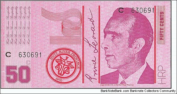 Principality of Hutt River (Hutt River Province Principality) N.D. (1974) 50 Cents. Banknote
