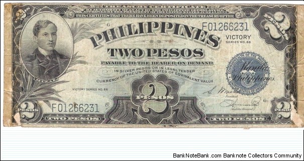 2 Pesos(Victory series 1944) Banknote