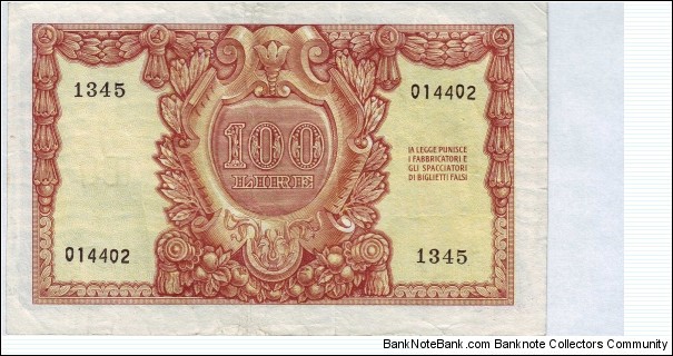 Banknote from Italy year 1951