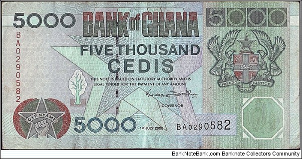 Ghana 2000 5,000 Cedis. Banknote
