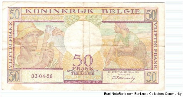 Banknote from Belgium year 1956