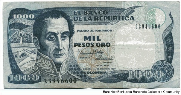 Mil pesos oro. Banknote