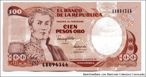 Cien Pesos oro. Serial  # 48094346 Banknote