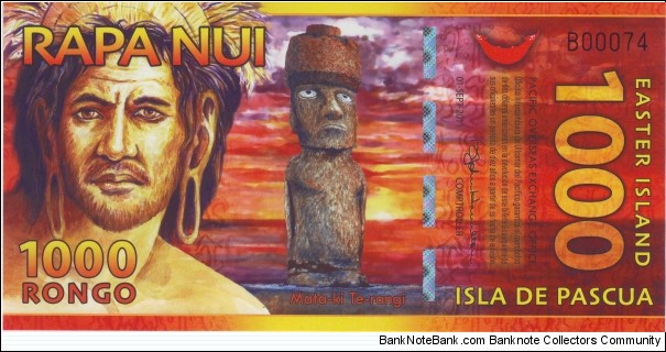  1000 Rongo Easter Island Banknote