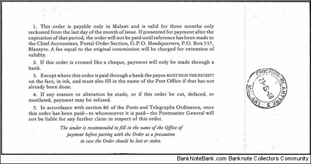 Banknote from Malawi year 1988