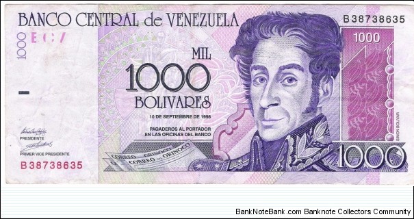 1000 Bolivares(1998) Banknote
