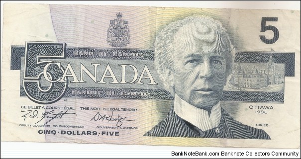 5 Canadian Dollars Banknote