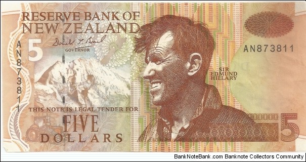 5 New Zealand Dollars Banknote