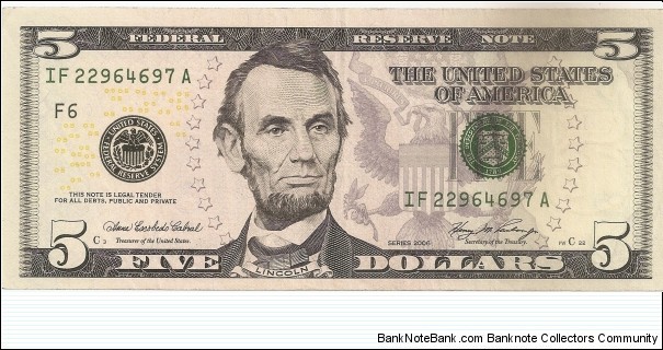 5 American Dollars Banknote
