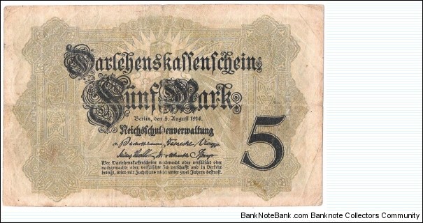 5 Mark(German Empire 1914)  Banknote
