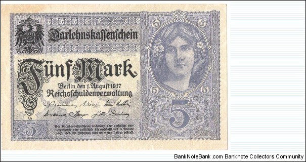 5 Mark(German Empire 1917)  Banknote