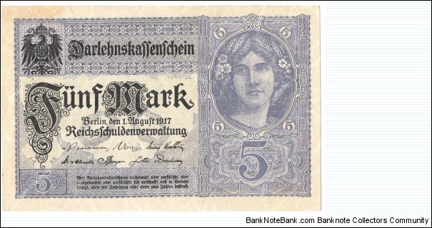 5 Mark(German Empire 1917)  Banknote