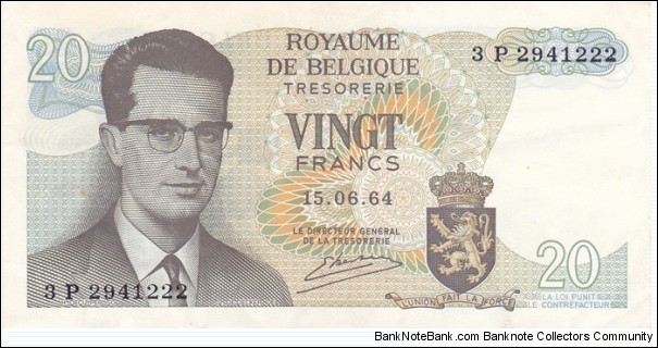 Belgium P138 (20 francs 15/6-1964) Banknote