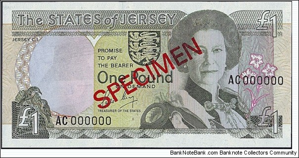 Jersey N.D. 1 Pound.

Specimen note. Banknote