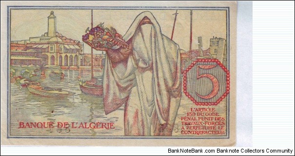 Banknote from Algeria year 1944