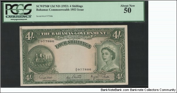 Bahamas 4 Shillings Pick 13d Banknote