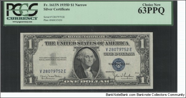 1935 D Narrow Fr. 1613N  Banknote