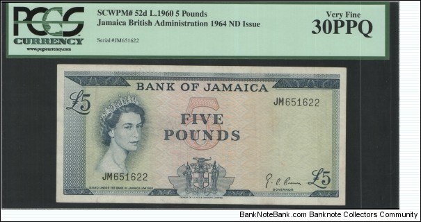 Jamaica 5 pound P 52d Banknote