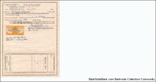 Philippine Quitclaim Deed with 20 centavos revenue stamp. Banknote