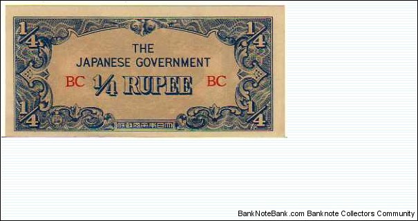 *BURMA*__

¼ Rupee__pk# 12__Japanese Government Banknote