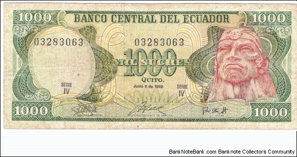 1000 Sucres(1988) Banknote