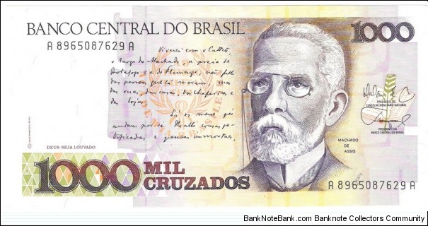 1000 Cruzados(1988) Banknote