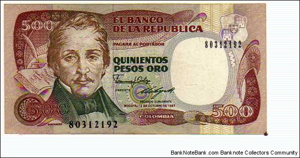 500 Pesos Oro__pk# 431__12.10.1987 Banknote