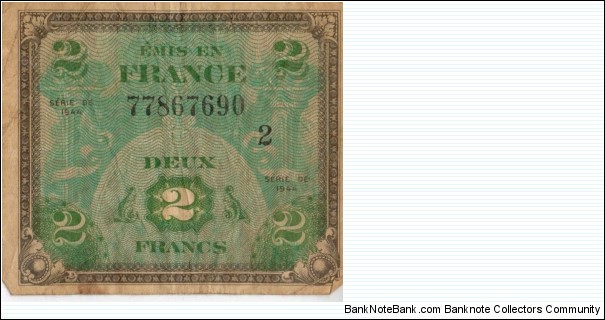AMC France 2 Francs - a note my father brought back with him from WWII Banknote