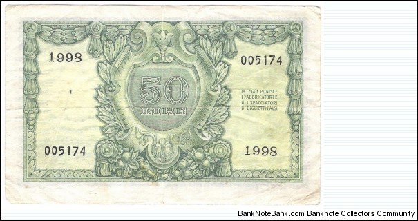 Banknote from Italy year 1951